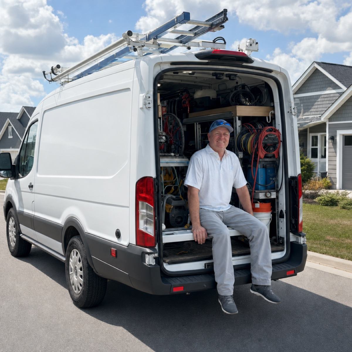 Frank — owner of JR Plumbing Heating & Air, Glen Ellyn, IL Frank, owner of JR Plumbing Heating and Air, on a service call in Glen Ellyn